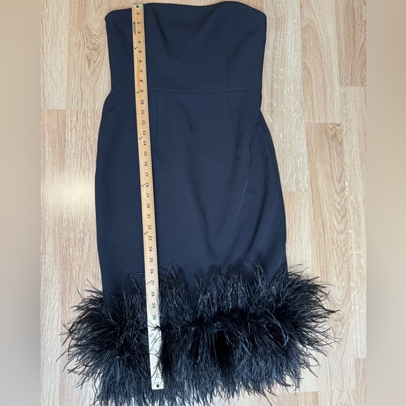 SAFIYAA Rowan Black Ostrich Feather-Trimmed Short Dress Size US 8 $1925 NWT - Picture 9 of 12